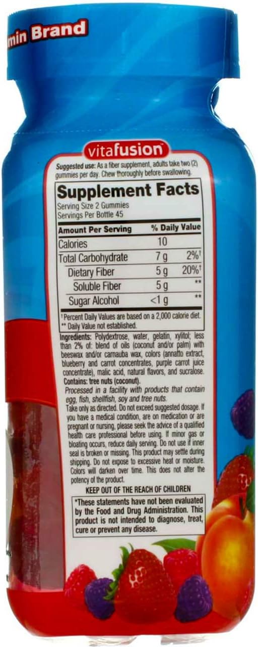 VitaFusion, Fiber Well Gummies, Fiber Supplement, Assorted Flavors - 90 gummies, Pack of 4