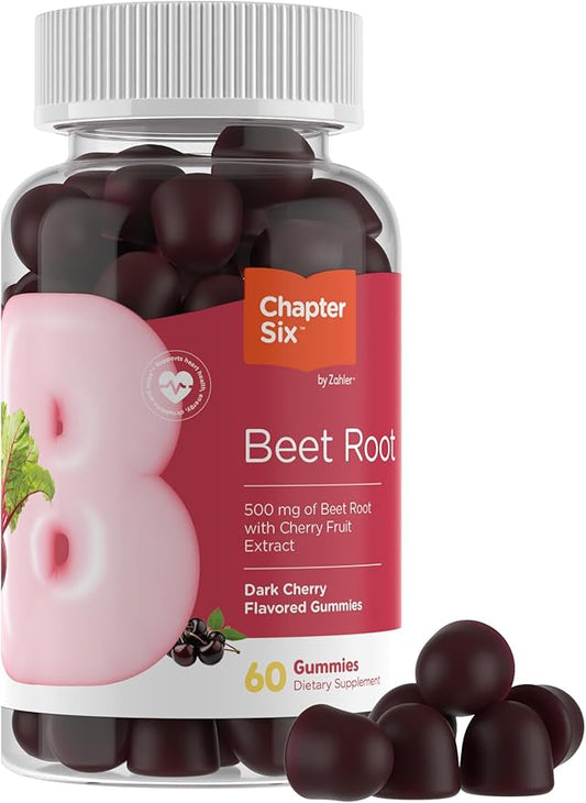 Zahler Beet Root Gummies with Cherry Fruit Extract - 500mg Beet Gummies for Adults - Dark Cherry Flavor - Supports Blood & Nitric Oxide Flow - Vegetarian Kosher Non GMO Beetroot Gummies - 60 Count