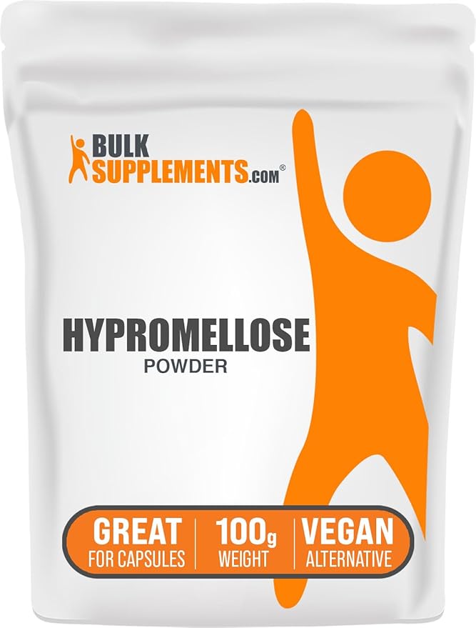 BulkSupplements.com Hypromellose Powder - Hydroxylpropyl Methylcellullose, HPMC Powder - Excipient & Thickening Agent- Vegan Alternative, 100g (3.5 oz) (Pack of 1)