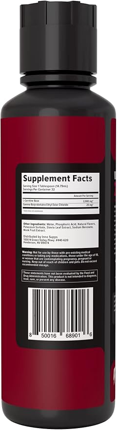 InnoSupps Volcarn 2000 - L-CARNITINE Advanced Energy Liquid | ATP Enhancer with GBEEC | Boosts Energy, Enhances Focus, Caffeine Free, No Artificial Sweeteners | 32 Servings (Pink Starblast)