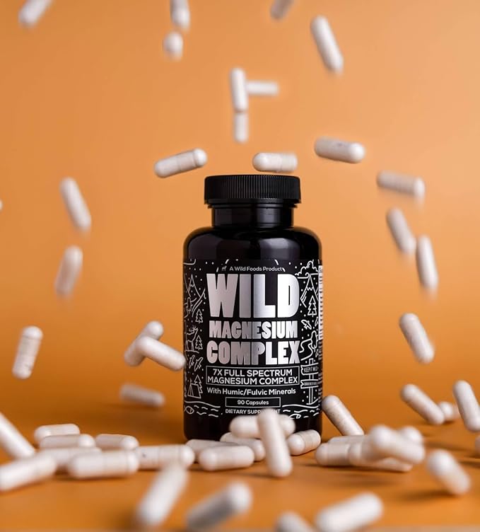 Wild Foods Magnesium Complex Supplement with 7X Forms, 90 Capsules | High Absorption, Full Spectrum, Easy Digestion | 500mg Glycinate, Bisglycinate, Malate, Orotate, Citrate, Taurate
