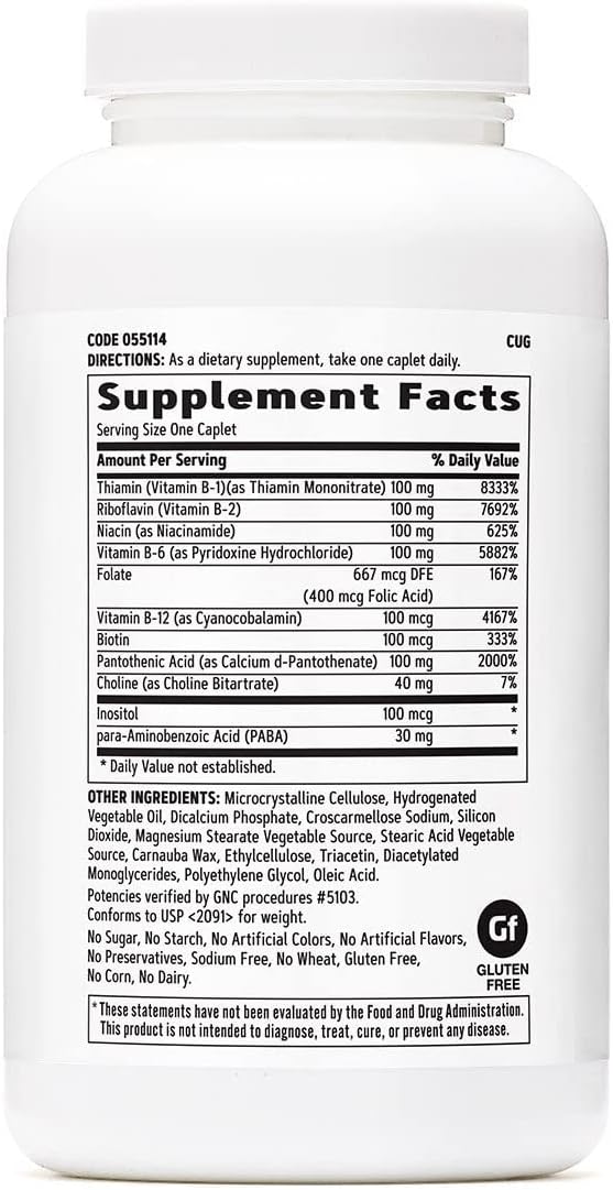 GNC Vitamin B Complex 100 Supplement, Supports Energy, Metabolism and Immune Function, 250 Servings