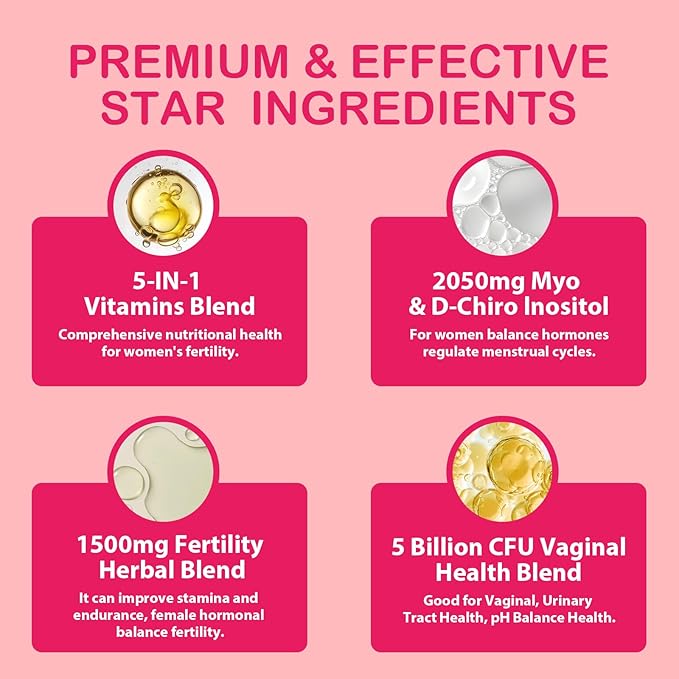 Fertility Supplements for Women, Prenatal Vitamins for Women with Myo-Inositol & D-Chiro Inositol, Folate, Herbs, for Hormonal Balance*, Fertility, 360 Prenatal Gummies (Raspberry)