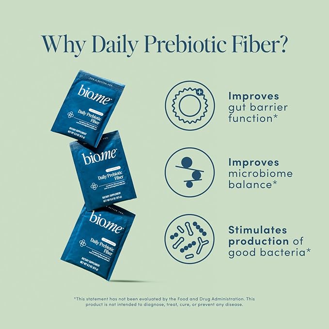 Daily Prebiotic Fiber Travel Packs 20 Servings - Fiber Supplement Powder for Digestive Health & Gut Health - Fiber Powder Unflavored Prebiotics, Non-GMO Dietary Fiber Gluten & Sugar Free Soluble Fiber