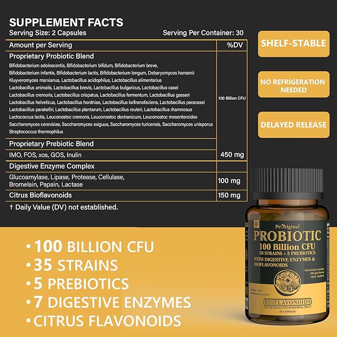 Probiotics with Prebiotics for Men and Women - 35 Strains Organic Probiotic 100 Billion CFU for Gut & Digestive Health, Vegan Acidophilus Probiotic Supplement, Non-GMO Raw Probiotic 120 Capsules