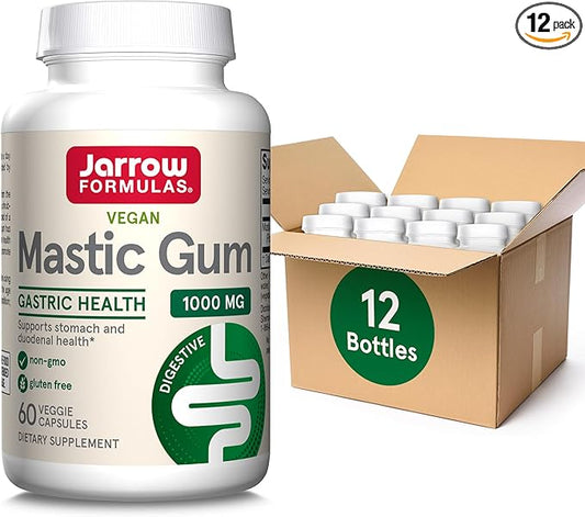 Jarrow Formulas Mastic Gum 1000 mg, Dietary Supplement for Gastrointestinal Health Support, 60 Veggie Capsules, 30 Day Supply, (Pack of 12)