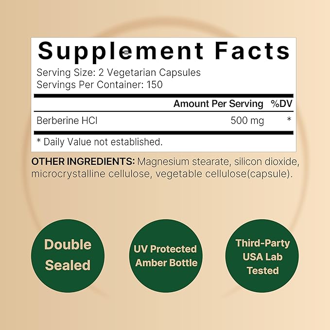 NatureBell Berberine Supplement 500mg | 300 Veggie Capsules, 97% Pure Berberine HCL – 5:1 Root Extract – Plant Based, Vegan, Non-GMO