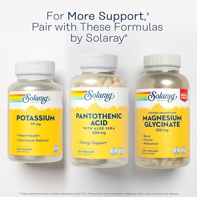 Solaray Pantothenic Acid 500mg - Vitamin B 5 - B Vitamin for Coenzyme-A Production, Energy Metabolism, Digestive Health, Hair Health, Skin and Nails Support - Vegan, 60-Day Guarantee - 250 VegCaps