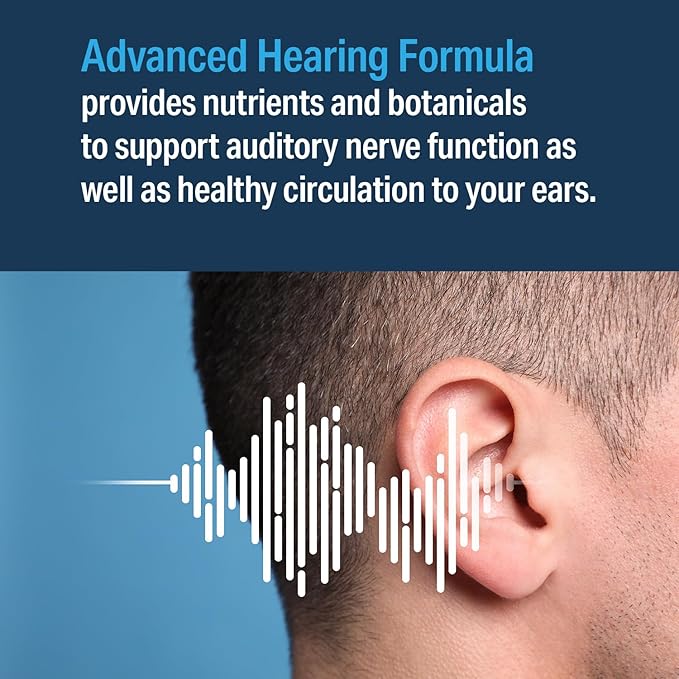 – Advanced Hearing Formula Supplement, Ear Health Vitamins, Support Auditory Nerve Function, Multivitamin with Vitamins A, C, E, Folic, Calcium, Magnesium, Zinc (60 Tablets)