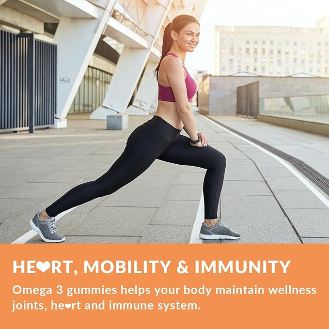 Sugar Free Omega 3 Gummies, Algae Omega 3 Supplement for Adults,Omega 3 DHA 240mg, EPA 110mg w/Vitamin B12,CoQ10