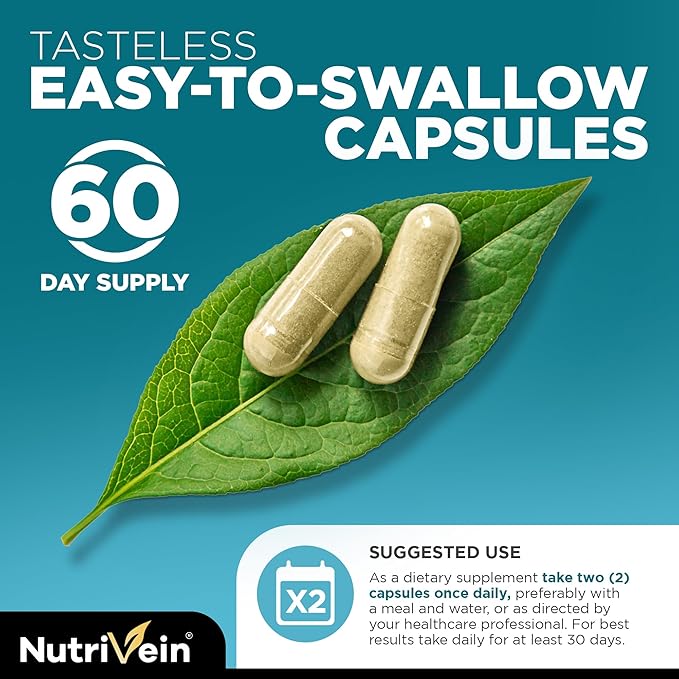 Nutrivein Organic Sea Moss 1600mg Plus Bladderwrack & Burdock - 120 Capsules - Prebiotic Super Food Boosts The Immune System & Digestive Health - Thyroid, Healthy Skin, Keto Detox, Gut, Joint Support