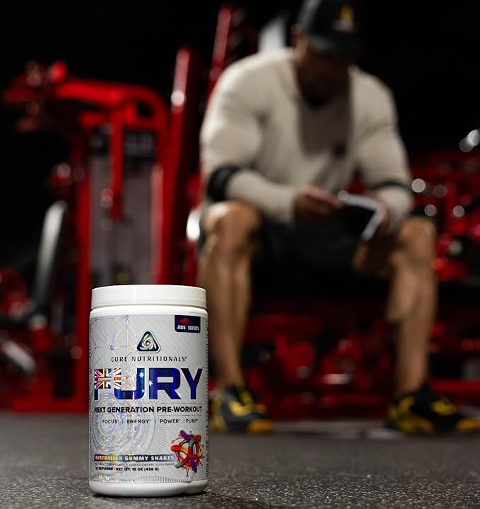 Core Nutritionals Fury Platinum Pre Workout Intensifier with 375mg Caffeine, 5G Creatine Monohydrate, 6G L-Citruline for Maximum Pump, Power, Focus and Energy, 20 Servings (Sour Candy)