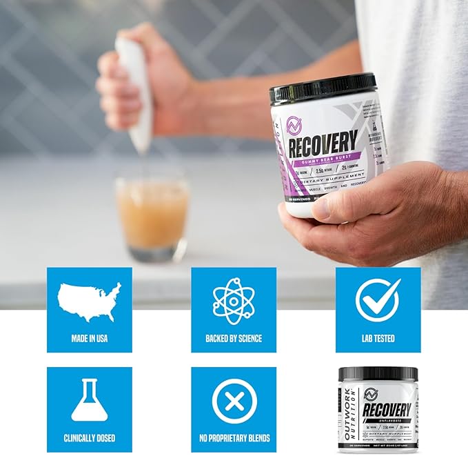 Outwork Nutrition Recovery Supplement, Post Workout Recovery Powder & Muscle Builder for Men and Women, Recharge Muscles After Gym, Backed by Science, 240 Gr (Unflavored)