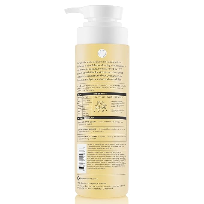 Naturium The Glow Getter Multi-Oil Hydrating Body Wash, Gentle Cleanser, 16.9 oz (Duo 2-Pack)