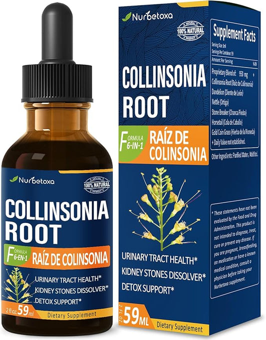 Collinsonia (Stone Root) Drops for Urinary Tract Health, Natural Herbal Formula Supplement w/Stone Breaker Chanca Piedra Extract Support Kidney Stones Dissolver & Detox Cleanse. 2oz