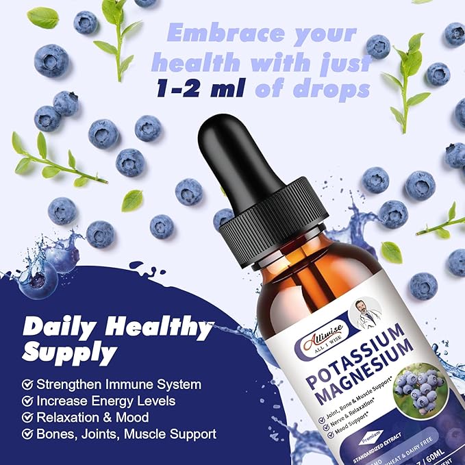 2 Pack Potassium Magnesium Supplement Liquid - High Absorption Calm Magnesium Complex & Potassium Plus Calcium, Vitamin D3, Zinc for Leg Cramps & Bone & Energy & Immune Support - 4 Fl oz