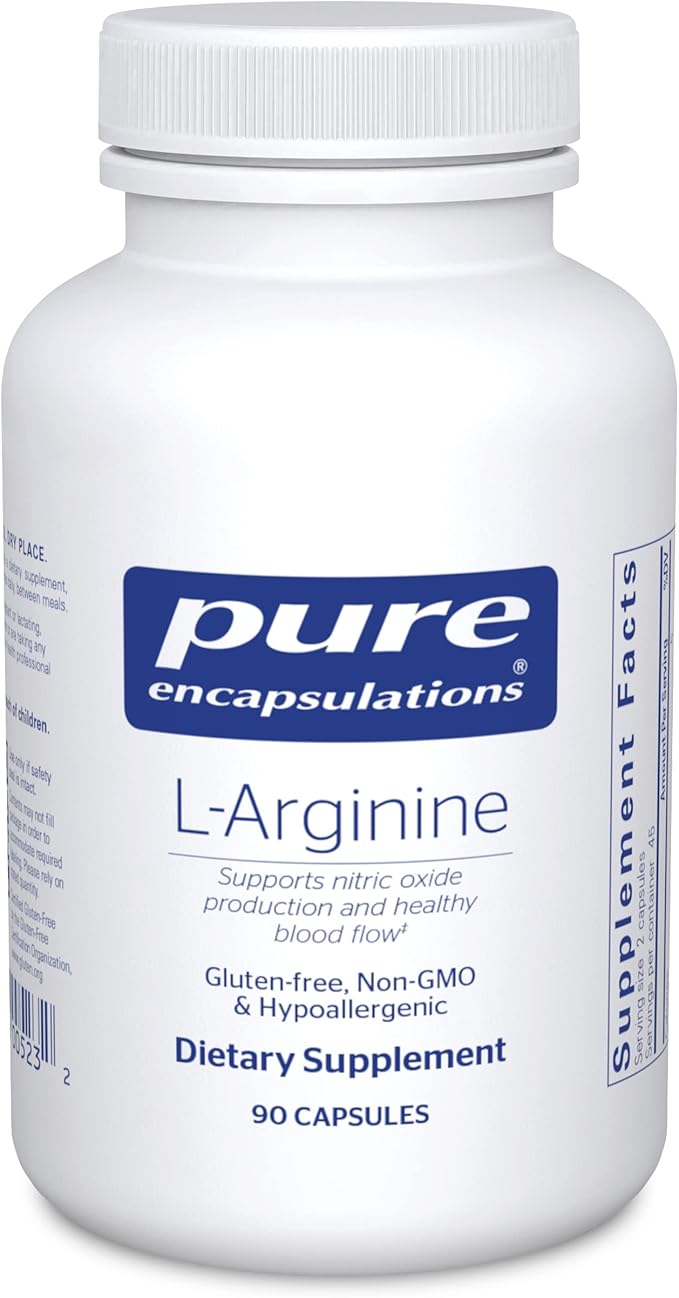 Pure Encapsulations L-Arginine - 1,400 mg - Support Nitric Oxide Production - Heart Health & Blood Flow - Gluten Free & Non-GMO - 90 Capsules