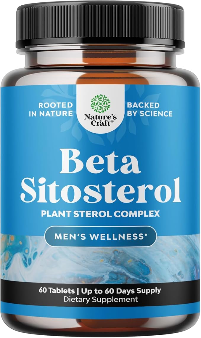 Natures Craft Plant Sterols Complex with Beta Sitosterol - 500mg Beta-Sitosterol Sterols and Stanols Supplement for Prostate Support - Prostate Health Supplement for Men - 60 Tablets