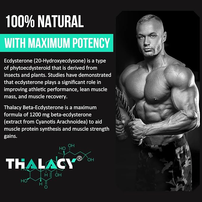 1200MG Beta Ecdysterone Supplement, 98% Maximum Purity Ecdysterone Supplements for Lean Muscle Mass, Athletic Performance & Strength, 60 Capsules