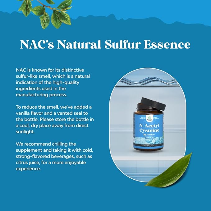 NAC Supplement N-Acetyl Cysteine 1000mg - Vegan High Absorption Non-Smelly NAC 1000mg Capsules Glutathione Precursor for Liver Cleanse Detox & Repair plus Lung Health and Immunity Support (2 Months)