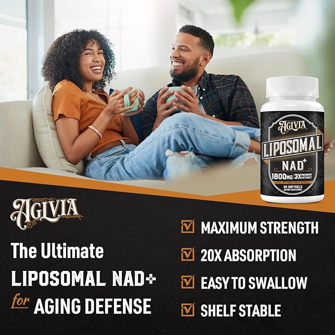 1800 MG Liposomal NAD Supplement, NAD+ Supplement Similar to Nicotinamide Riboside, 98% Pure NAD Plus Supplement for Energy Booster & Cellular Repair for Men & Women, Non-GMO, 60 Softgels