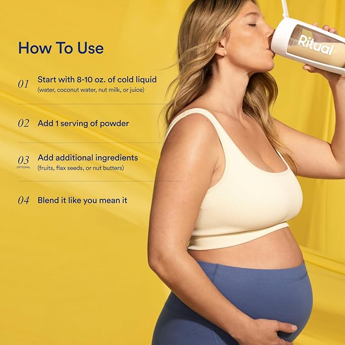 Ritual Prenatal Vegan Protein Powder: Choline to Support Prenatal, Postpartum, & Lactation, 20g Organic Pea Protein from Regenerative Farms in USA, Gluten Free, Plant Based, Sugar Free†, Vanilla, 1Lbs