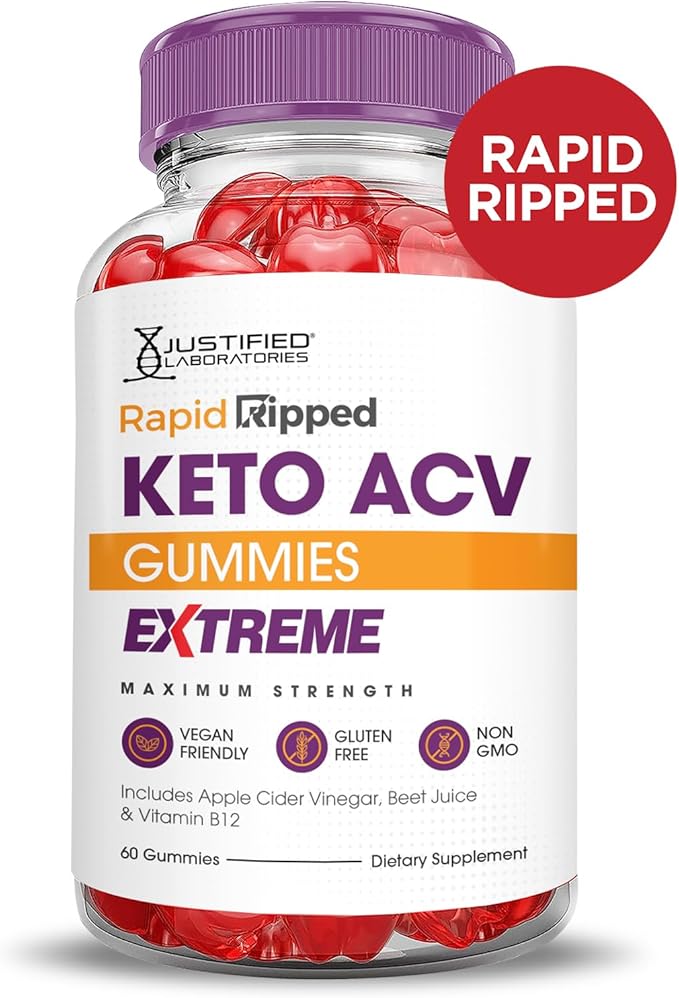 (2 Pack) Rapid Ripped Keto ACV Gummies Extreme 2000MG Rapidripped Keto Gummies Apple Cider Vinegar Formulated with Pomegranate Beet Juice Powder B12 Vegan Non GMO 120 Gummys