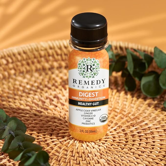 Remedy Organics Immunity Plus Shot, Digest 24-Pack | Boost Energy, Brain Function, Detoxification, and Metabolism | Certified-Organic Ingredients