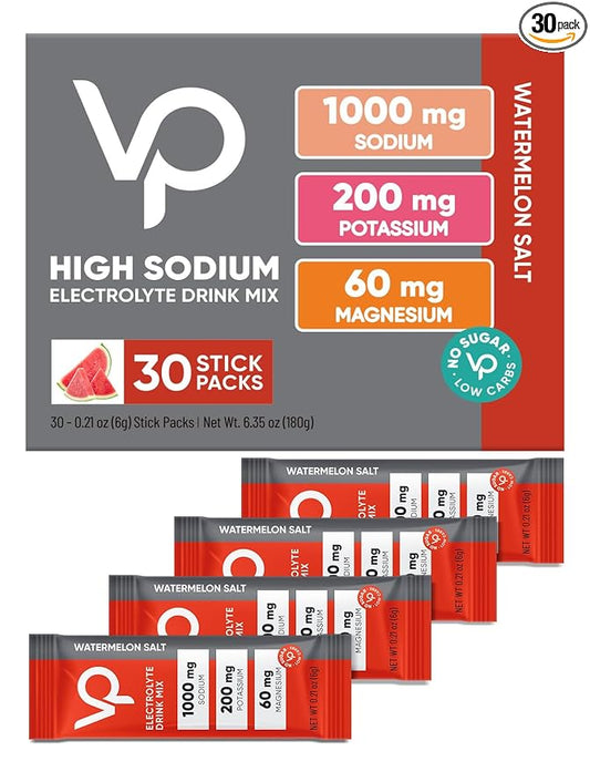 Venture Pal High Sodium Sugar Free Electrolytes Powder Packet - Hydration Packets with Sodium, Potassium & Magneisum | Zero Calories | Vegan | Keto & Paleo Friendly Electrolyte Drink Mix | 30 Stick
