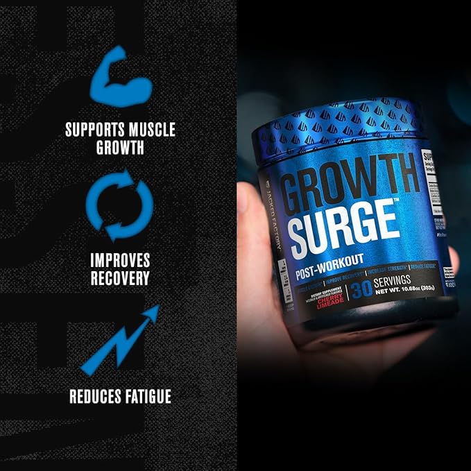 Jacked Factory Growth Surge Creatine Post Workout w/L-Carnitine - Daily Muscle Builder & Recovery Supplement with Creatine Monohydrate, Betaine, L-Carnitine L-Tartrate - 30 Servings, Cherry Limeade