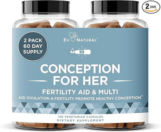 Conception Fertility Supplements for Women – Prenatal Vitamins – Promote Hormone Balance, Cycle Consistency, Aid Ovulation – Myo-Inositol, Folate, Folic Acid, Vitex, More – 120 Veg Soft Capsules
