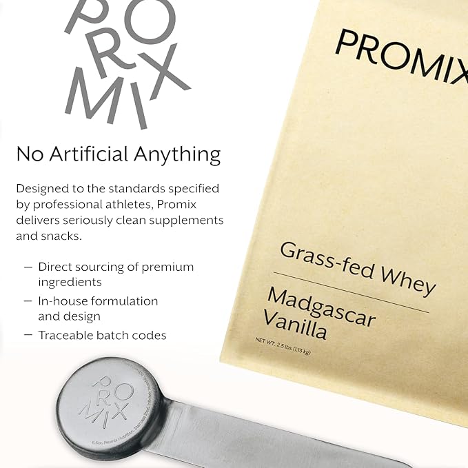 Promix Whey Protein Powder, Vanilla - 5lb Bulk - Grass-Fed & 100% All Natural - ­Post Workout Fitness & Nutrition Shakes, Smoothies, Baking & Cooking Recipes - Gluten-Free & Keto-Friendly