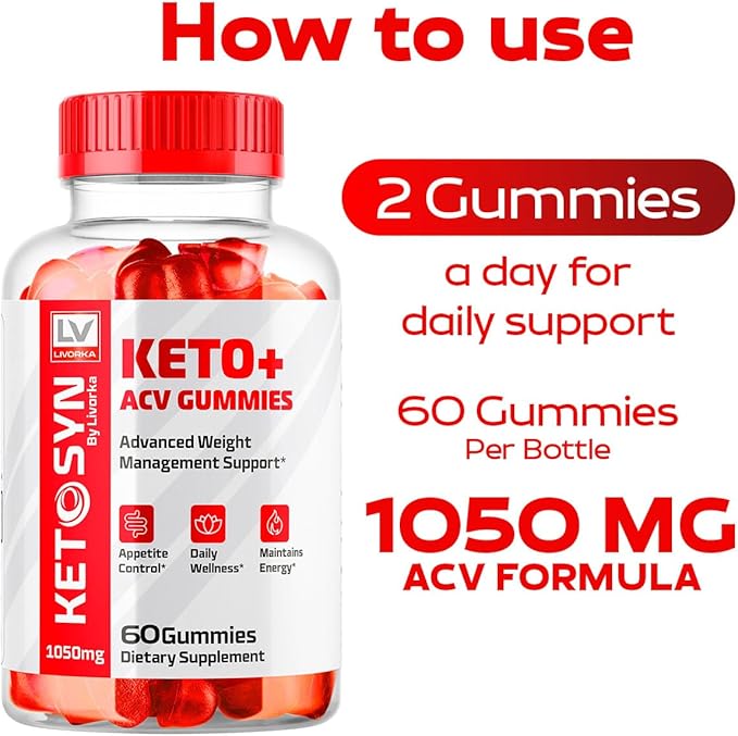 (3 Pack) Ketosyn ACV Gummies, Keto Syn Gummies, Ketosyn Keto Plus ACV Gummies, Ketosyn Keto ACV Gummies, Keto Syn ACV Gummies 1050 MG, Keto ACV Gummies Ketosyn, 180 Gummies for 3 Months