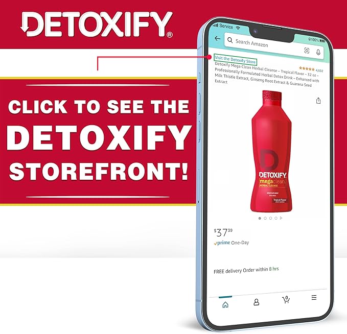 Detoxify – Ready Clean Herbal Cleanse – Tropical – 16 oz – Professionally Formulated Herbal Detox Drink – Enhanced with Milk Thistle Seed Extract & Burdock Root Extract – Plus Sticker.