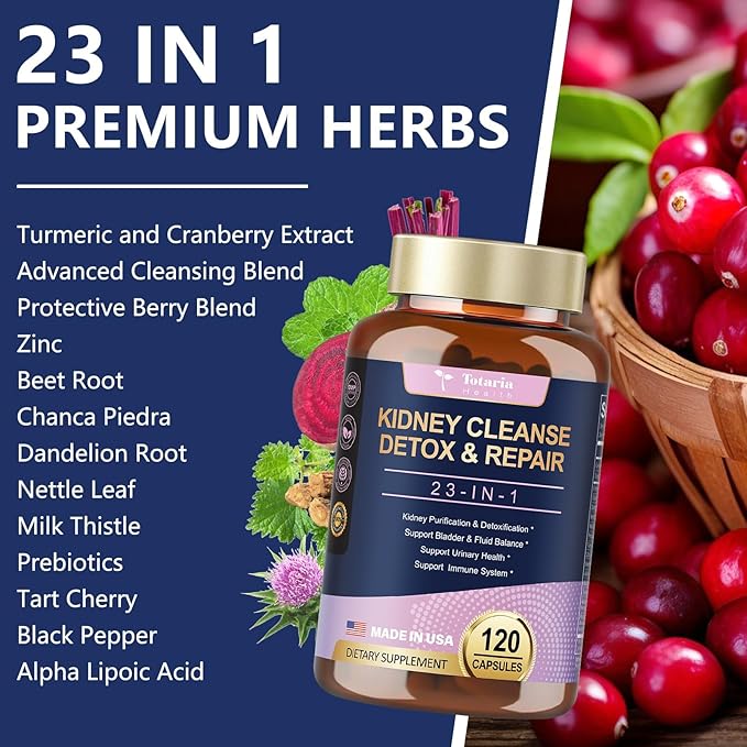 2 Packs Kidney Cleanse Detox & Repair Capsules, Chanca Piedra & Cranberry Pills for Kidney Support Supplement Extra Strength with Kidney Stones Dissolver, Urinary Tract Health for Woman