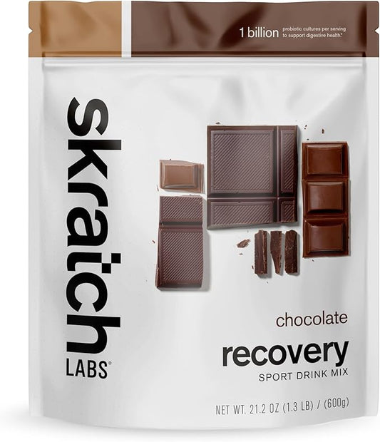 Skratch Labs Post Workout Recovery Drink Mix with Chocolate, (41.6 oz, 24 Servings) with Complete Milk Protein of Casein and Whey and Probiotics, Gluten Free, Kosher, Natural, Vegetarian