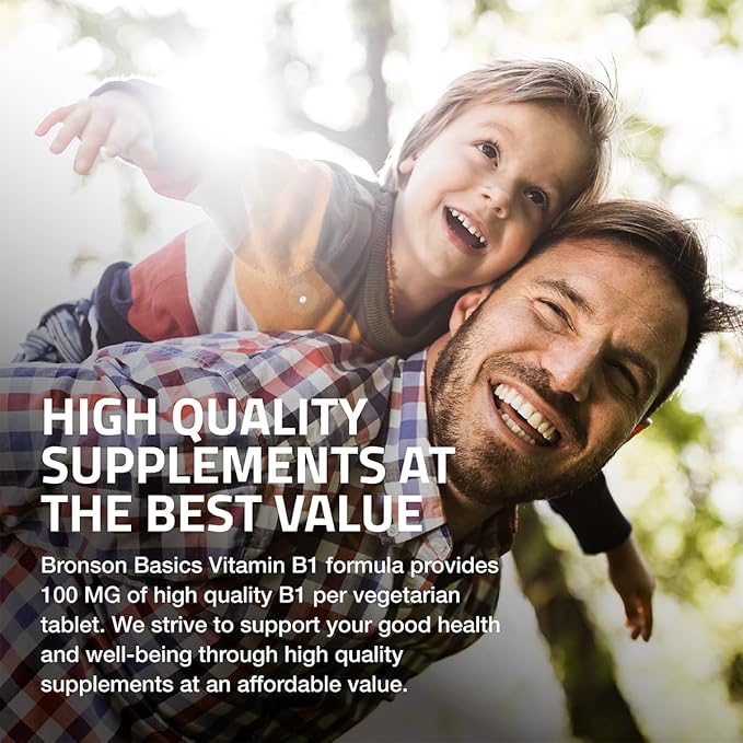 Bronson Vitamin B1 100 MG, Non-GMO, 200 Vegetarian Tablets