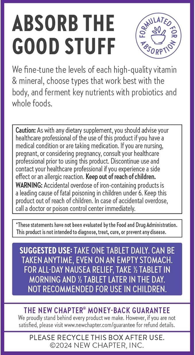 New Chapter Prenatal Vitamins, One Daily Prenatal Multivitamin Enhanced for Age 35+ with Methylfolate + Choline for Healthy Mom & Baby, Gluten Free & Non-GMO- 30 ct