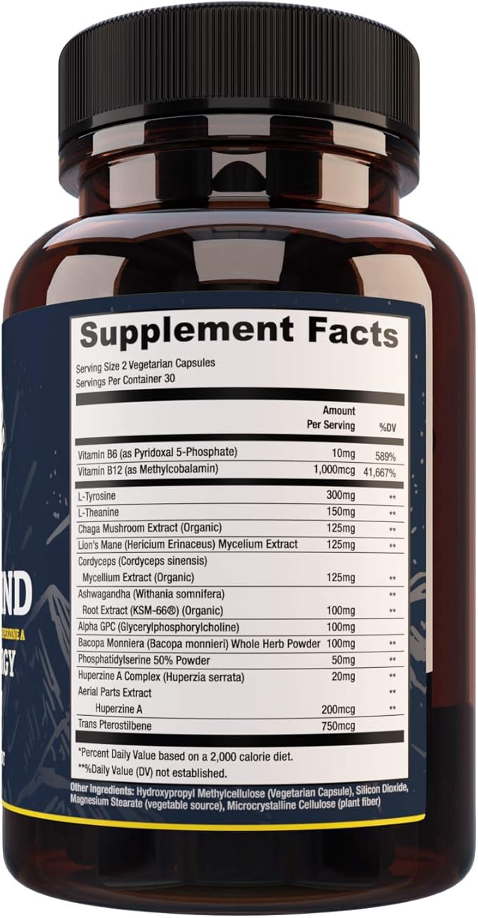 Nootropic | Memory, Focus, Mental Clarity Supplement | Lions Mane Ashwagandha