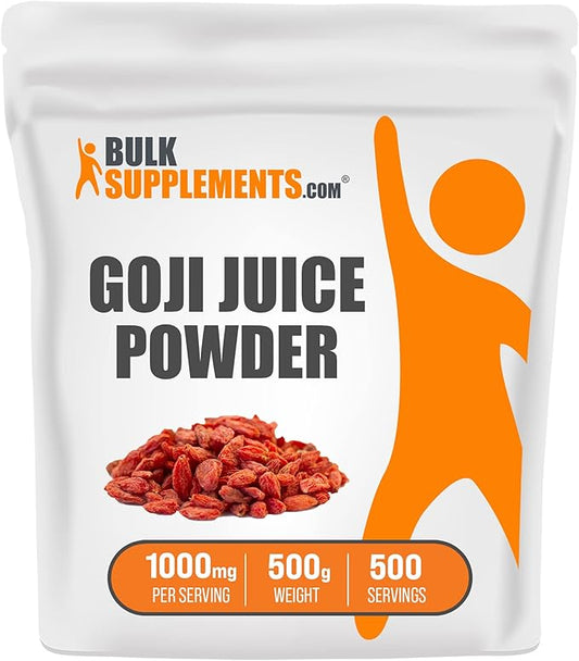 BulkSupplements.com Goji Berry Powder - Goji Berry Supplement, Wolfberry Powder - for Immune Support, Vegan & Gluten Free, 1000mg per Serving, 500g (1.1 lbs) (Pack of 1)