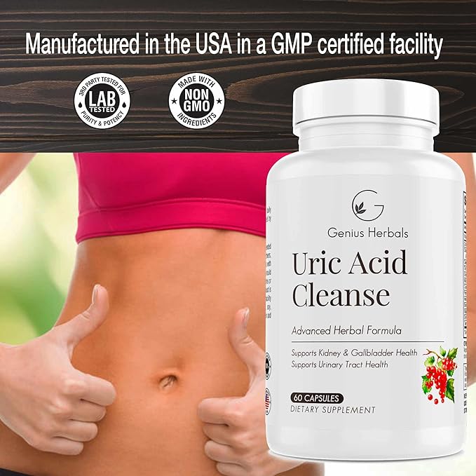 Uric Acid Cleanse – Supports Kidney, Liver, Gallbladder & Urinary Tract Health, Advanced Herbal Formula - 60 Capsules