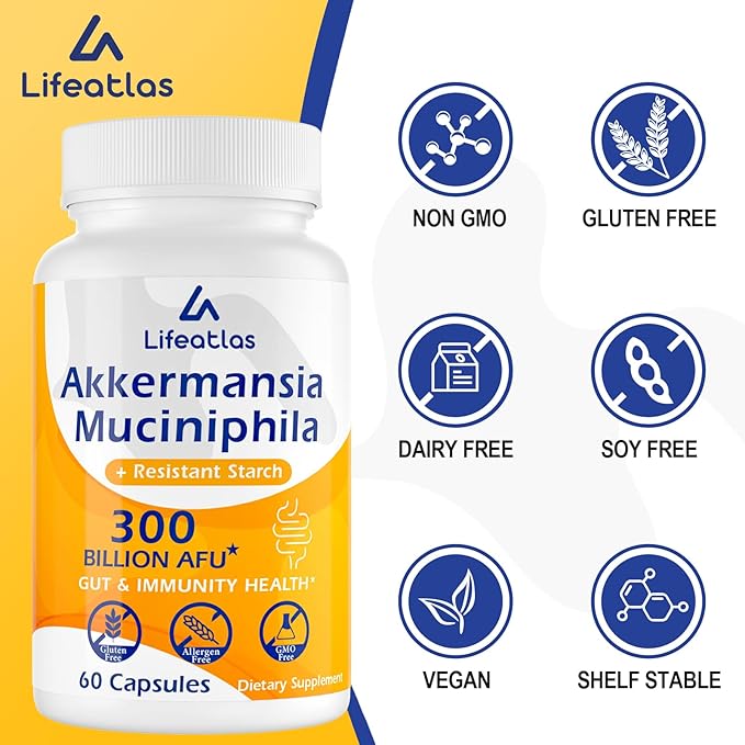 GLP-1 Supplement, 300 Billion AFU Akkermansia Probiotic - Live Akkermansia for GLP-1, Akkermansia Muciniphila for Women & Men, Enhances Gut Digestive Lining Function, Digestive, Gut, Immune, 120 Caps