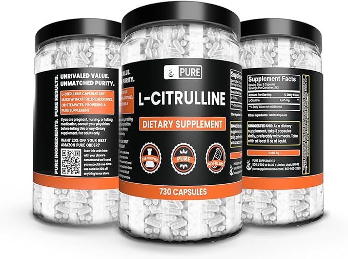 Pure Original Ingredients L-Citrulline No Magnesium Or Rice Fillers, Always Pure, Lab Verified (730 Capsule)