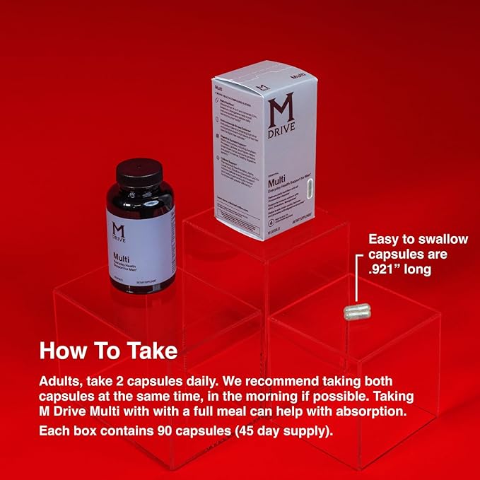 Mdrive Multivitamin for Men, Daily Multivitamin - Immune Health Support from Zinc, Selenium, Manganese & Vitamin D, Enzymes for Digestive Support, CoQ10 for Energy and Vitamin K2, 90 Capsules