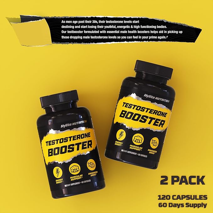 Testosterone Booster - Testosterone Supplement for Men - Male Enhancing Pills for Muscle Growth, Libido, Stamina, Strength - Tongkat Ali Muscle Builder Workout Supplement - Total T Test Boost - 2 PACK