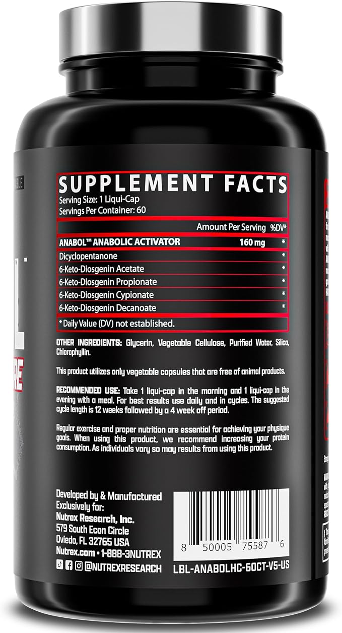 Nutrex Research Anabol Hardcore Anabolic Activator, Muscle Builder and Hardening Agent, 60 Pills