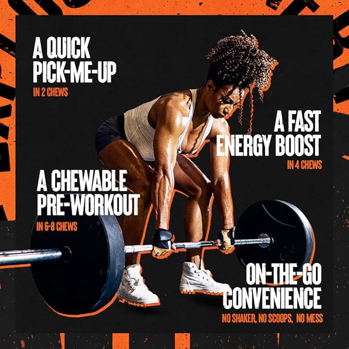 Animal Energy Chews, Fast Acting Energy with Caffeine, Nootropics and Sea Salt for Focus and Pre Workout - Convenient and Delicious Chews Format - Mango