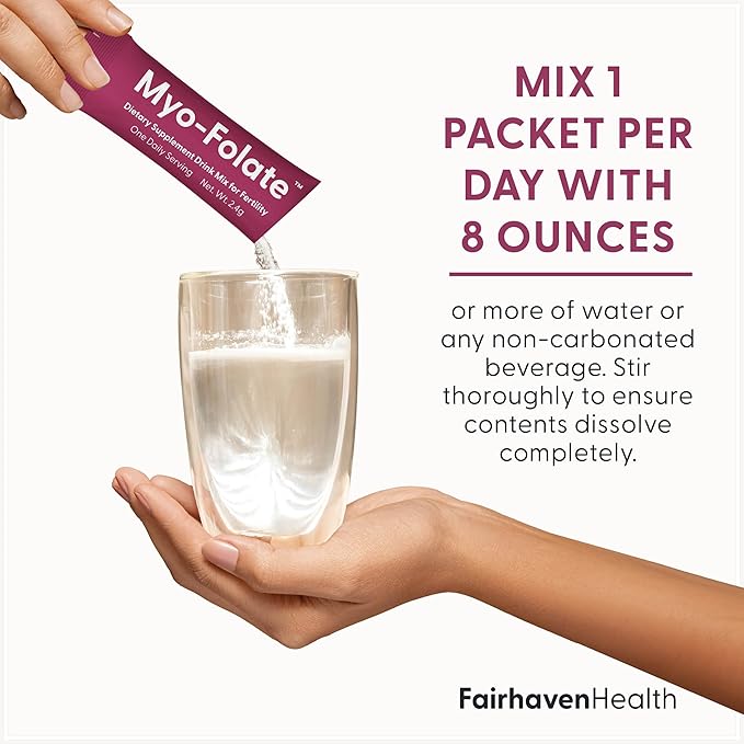 Fairhaven Health Myo-Folate Powder for Women - 1 Per Day, Female Fertility Supplement, Ovarian Health and Egg Quality - 2000 mg Myo-Inositol and 333 mcg Methylfolate – 30 Individual Packets