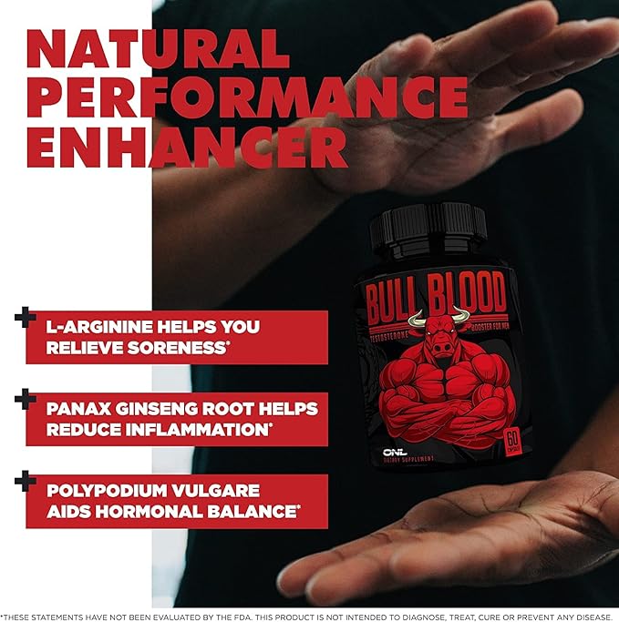 Testosterone Booster for Men (2 Pack) - Bull Blood Male Enhancing Test Booster Pills for Strength, Stamina & Endurance w/Maca Root, Horny Goat Weed & Tribulus Terrestris, Tongkat ali for Men