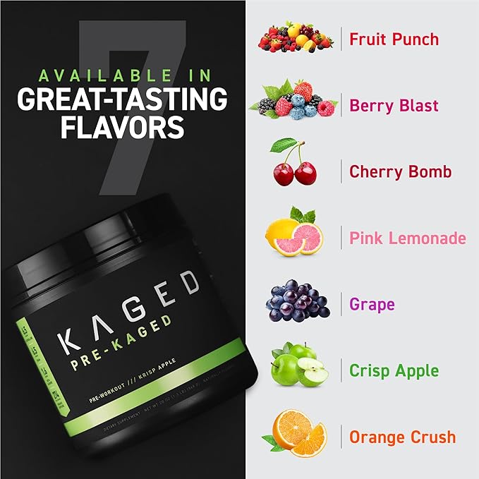 Kaged Original Pre Workout Powder | Orange Krush | Pre-Kaged | Formulated with Creatine, Beta Alanine, Pure Caffeine | 20 Servings